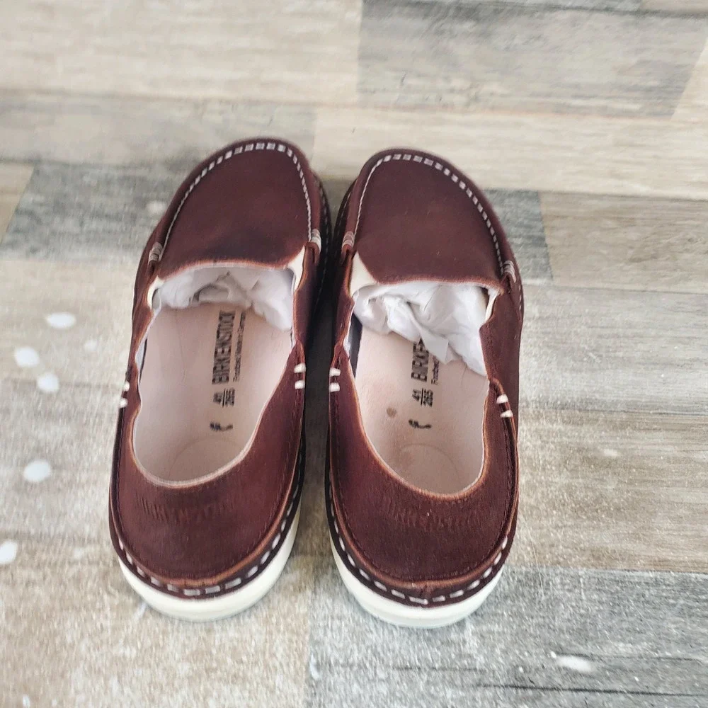 Birkenstock Duma Mens Shoes Sz 8 Mid Brown Leather Slip On Low Top Casual Loafer